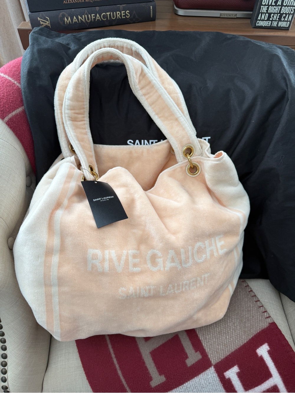 NWT Saint Laurent Pale Peach Rive Gauche Towel Tote
